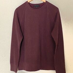 Banana Republic Men's Burgundy Heather Waffleknit Crew Neck Sweatshirt